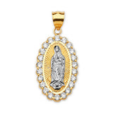 White CZ Guadalupe Ladies Pendant in 14K Two-Tone Gold