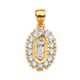 White CZ Guadalupe Ladies Pendant in 14K Two-Tone Gold