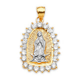 White CZ Guadalupe Ladies Pendant in 14K Two-Tone Gold