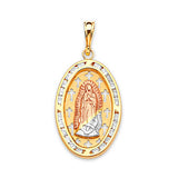 White CZ Guadalupe Pendant in 14K Tri-Color Gold