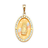 White CZ Guadalupe Pendant in 14K Tri-Color Gold