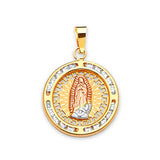 White CZ Guadalupe Pendant in 14K Tri-Color Gold