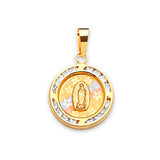 White CZ Guadalupe Pendant in 14K Tri-Color Gold