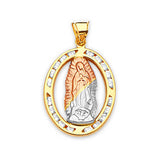 White CZ Guadalupe Pendant in 14K Tri-Color Gold