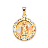 White CZ Guadalupe Pendant in 14K Tri-Color Gold