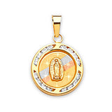 White CZ Guadalupe Pendant in 14K Tri-Color Gold