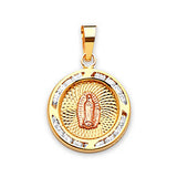 White CZ Guadalupe Pendant in 14K Two-Tone Gold