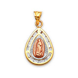 White CZ Guadalupe Pendant in 14K Tri-Color Gold