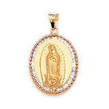 White CZ Guadalupe Pendant in 14K Two-Tone Gold