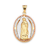 White CZ Guadalupe Pendant in 14K Tri-Color Gold