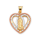 White CZ Guadalupe Pendant in 14K Tri-Color Gold