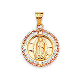White CZ Guadalupe Pendant in 14K Two-Tone Gold