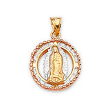 White CZ Guadalupe Pendant in 14K Tri-Color Gold