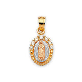 White CZ Guadalupe Ladies Pendant in 14K Tri-Color Gold