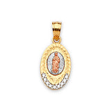 White CZ Guadalupe Ladies Pendant in 14K Tri-Color Gold