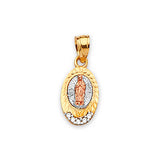 White CZ Guadalupe Ladies Pendant in 14K Tri-Color Gold