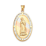 White CZ Guadalupe Pendant in 14K Tri-Color Gold