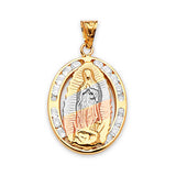 White CZ Guadalupe Pendant in 14K Tri-Color Gold
