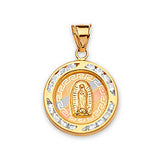 White CZ Guadalupe Pendant in 14K Tri-Color Gold