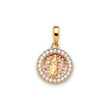 White CZ Guadalupe Ladies Pendant in 14K Two-Tone Gold