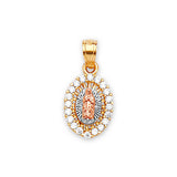 White CZ Guadalupe Ladies Pendant in 14K Tri-Color Gold