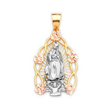 Guadalupe Ladies Pendant in 14K Tri-Color Gold