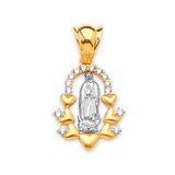 White CZ Guadalupe Ladies Pendant in 14K Two-Tone Gold