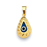 Blue & White Enamel Eye Ladies Pendant in 14K Gold