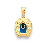 Blue & White Enamel Eye Ladies Pendant in 14K Gold