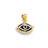 Blue & White Enamel Eye Ladies Pendant in 14K Gold