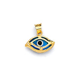 Blue & White Enamel Eye Ladies Pendant in 14K Gold