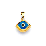 Blue & White Enamel Eye Ladies Pendant in 14K Gold