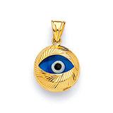 Blue & White Enamel Eye Ladies Pendant in 14K Gold