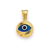 Blue & White Enamel Eye Ladies Pendant in 14K Gold