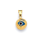 Blue & White Enamel Eye Ladies Pendant in 14K Gold