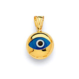 Blue & White Enamel Eye Ladies Pendant in 14K Gold