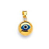 Blue & White Enamel Eye Ladies Pendant in 14K Gold