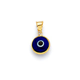 Blue & White Enamel Eye Ladies Pendant in 14K Gold