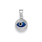 Blue & White Enamel Eye Ladies Pendant in 14K White Gold