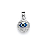 Blue & White Enamel Eye Ladies Pendant in 14K White Gold