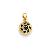 Blue & White Enamel Eye Ladies Pendant in 14K Gold