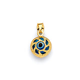 Blue & White Enamel Eye Ladies Pendant in 14K Gold