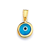Blue & White Enamel Eye Ladies Pendant in 14K Gold