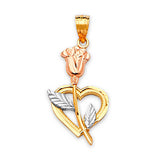 Flower Ladies Pendant in 14K Tri-Color Gold