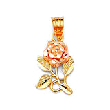 Flower Ladies Pendant in 14K Two-Tone Gold