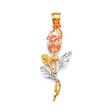 Flower Ladies Pendant in 14K Tri-Color Gold