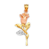 Flower Ladies Pendant in 14K Tri-Color Gold
