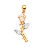 Flower Ladies Pendant in 14K Tri-Color Gold