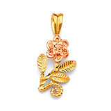 Flower Ladies Pendant in 14K Two-Tone Gold