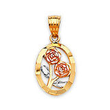 Flower Ladies Pendant in 14K Tri-Color Gold